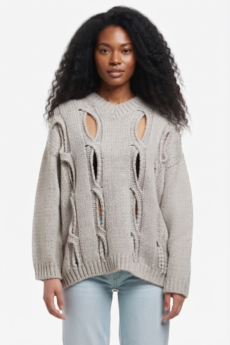 OpenYY TheOpen Product Stripe Cutout Chunky Knit Sweater Size 1